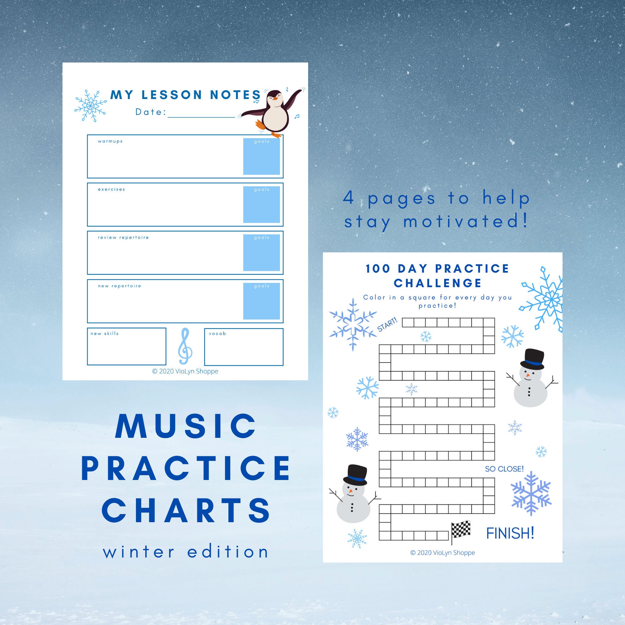 Music Practice Charts Winter Edition - Etsy
