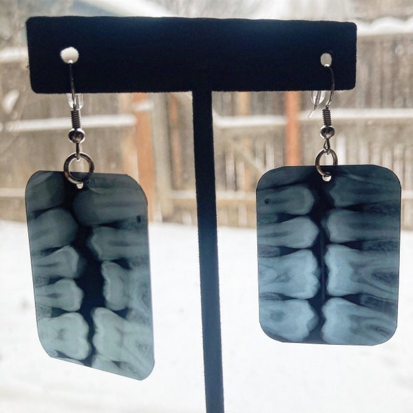 Dental X-Ray Earrings - Oddity Earrings - Dentist / Hygienist Gift, Teeth Earrings, Oddity Medical Gifts, Vintage earrings, repurposed art