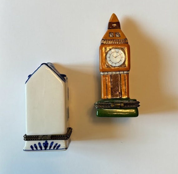 Set of Two Vintage Ceramic Trinket Boxes — Delft … - image 3