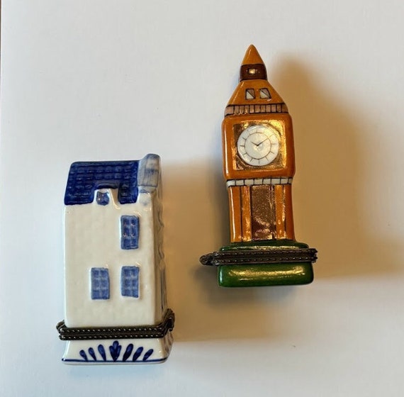 Set of Two Vintage Ceramic Trinket Boxes — Delft … - image 2