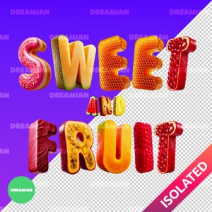Sweet & Fruit Alphabet PNG | Transparent Background Sublimation