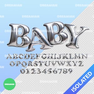 Silver Balloon Alphabet PNG | Party Balloon Letter | Transparent Background Sublimation