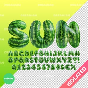 Watermelon Alphabet PNG | 3D Fruit Font Clipart | Sweet Letters for Kids, Summer, Party Decor