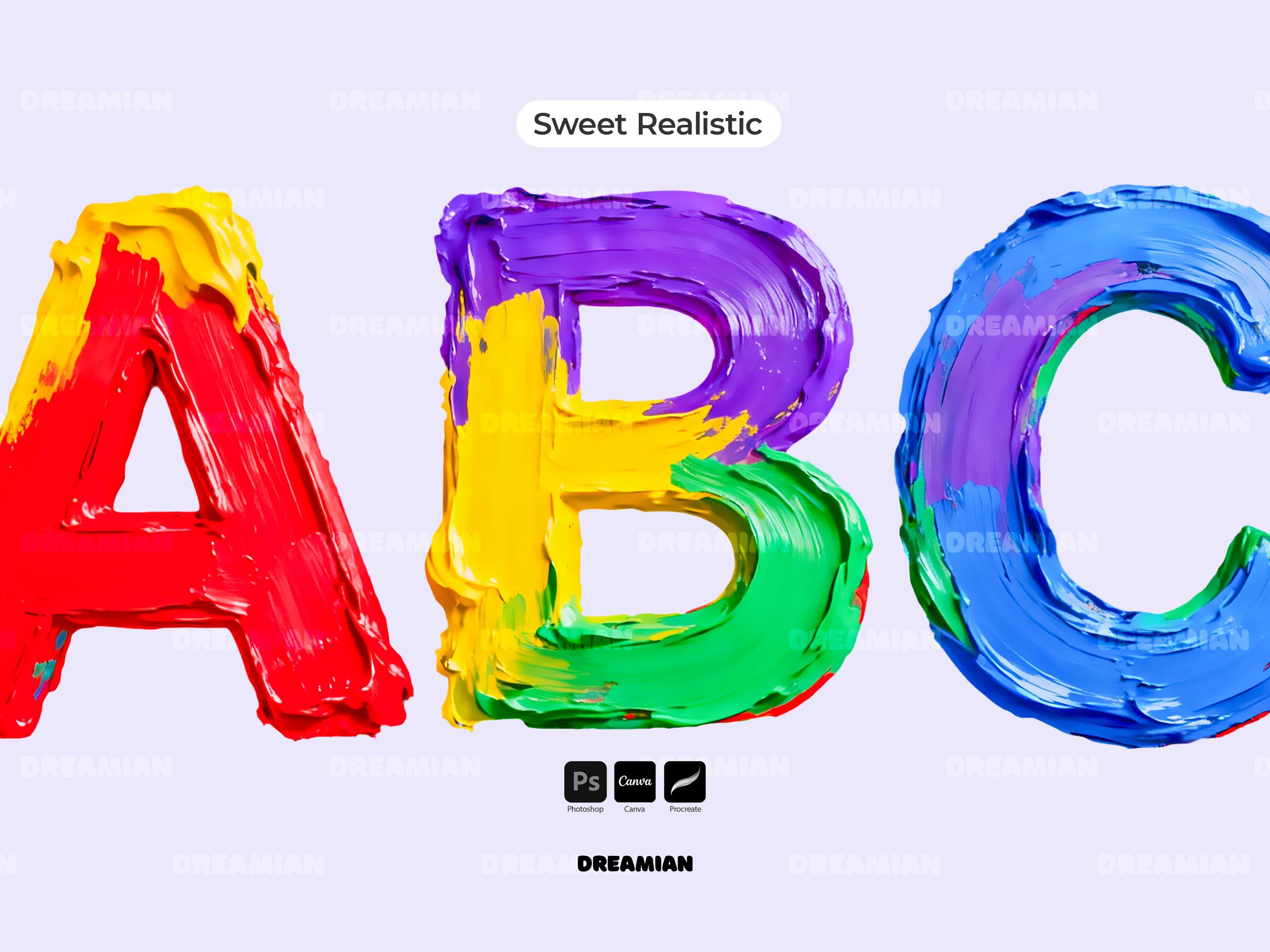 Colorful Kids Alphabet Font & PNG Bundle | Rainbow OTF Font, ABC ...