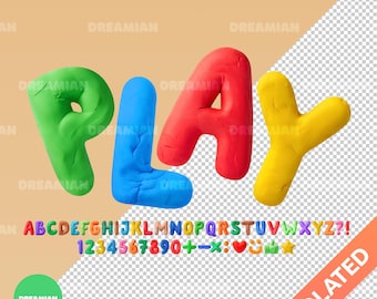 Play Dough Alphabet PNG: Colorful Plasticine Letters Clipart (Digital Download)