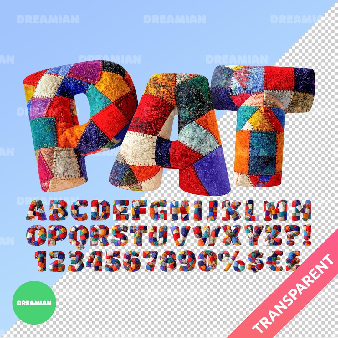 Patchwork Fabric Alphabet PNG: Quilted Felt Letters Clipart (digital ...