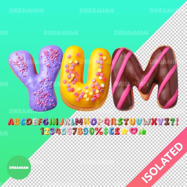 Donut Alphabet PNG: 3D Letters Clipart, Candy Font (digital Download ...