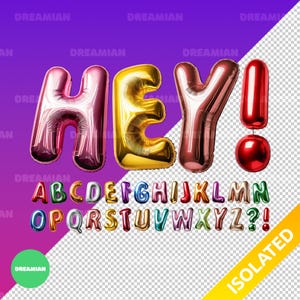 Colorful Balloon Alphabet PNG | 3D Birthday Letters A–Z | Party Clipart Font | Kids Printable Letters | Instant Download