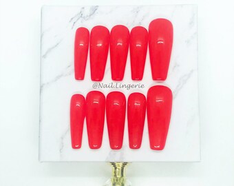 Sexy RED | Press on nails | Glue on nails | Handmade Nails| Nail Lingerie | Spring Nails