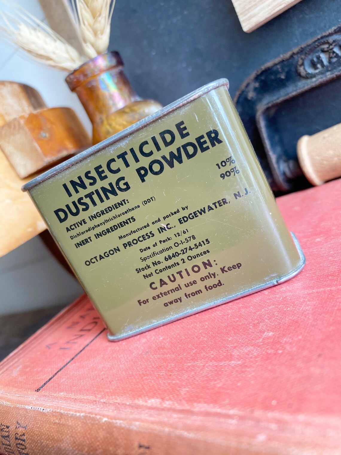 Vintage Insecticide Dusting Powder Army Green Tin Etsy