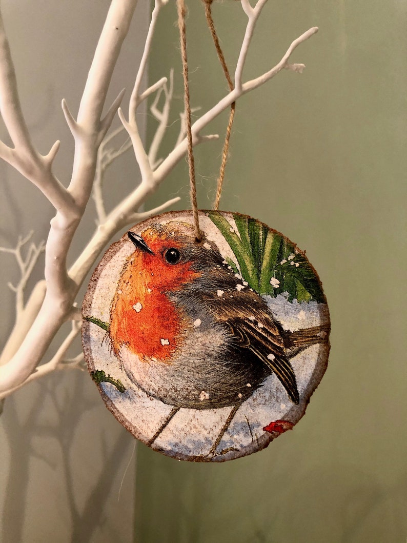 Robin Christmas tree decoration bauble ornament. Eco Etsy