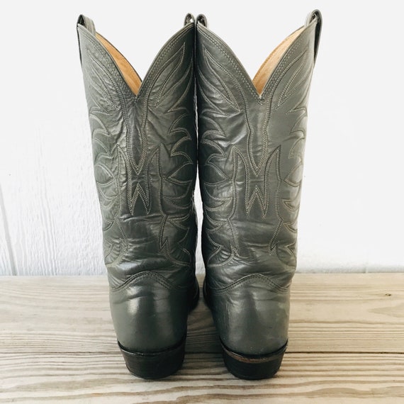 Vintage Nocona Rancher Mens Gray Leather Cowboy W… - image 10