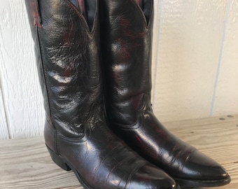 Code West Vintage Black Cherry Womens Western Leather Boots 10 D Wide 5892 USA