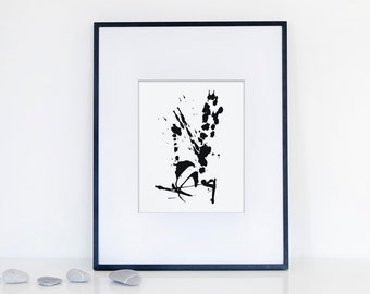 Abstract Black and White Print | Minimalist Ink Painting | Modern Painting | Physical Print | Gallery Wall Art