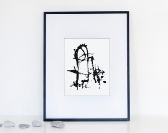 Abstract Black and White Print | Minimalist Ink Painting | Modern Painting | Physical Print | Gallery Wall Art