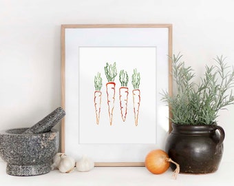 Watercolor Carrot Painting | Modern Painting | Abstract Food Painting | Kitchen Wall Art | Physical Print