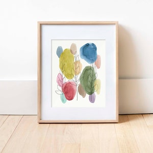 Impression aquarelle florale Art minimaliste Art mural coloré Aquarelle Dessin au trait dimpression physique Cadeau de la fête des mères kaleidoscope