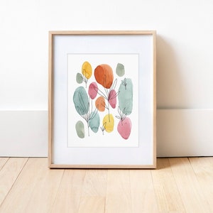 Mother's Day Gift Floral Watercolor Print Gift for Mom Minimalist Art Colorful Wall Art Watercolor Painting Physical Print Spring