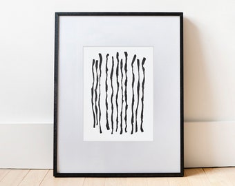 Abstract Line Art | Black and White Print | Minimalist Ink Painting | Modern Painting | Physical Print | Gallery Wall Art