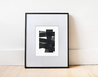 Abstract Lines No. 9 | Black and White Print | Minimalist Ink Painting | Modern Painting | Physical Print | Gallery Wall Art