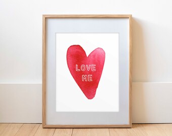 Benutzerdefinierte Valentinstag Druck | Konversations-Herzbild | Rot & Pink Candy Wand Kunst | Liebhaber Geschenk | Abstraktes Herz Karte | Herz No.7