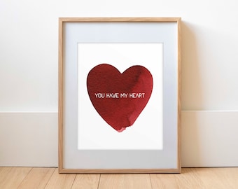 Benutzerdefinierte Valentinstag Druck | Konversations-Herzbild | Rot & Pink Candy Wand Kunst | Liebhaber Geschenk | Abstraktes Herz Karte | Herz No.2