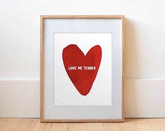 Benutzerdefinierte Valentinstag Druck | Konversations-Herzbild | Rot & Pink Candy Wand Kunst | Liebhaber Geschenk | Abstraktes Herz Karte | Herz No.6