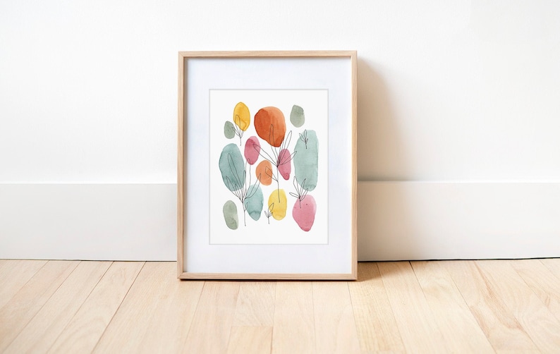 Mother's Day Gift Floral Watercolor Print Gift for Mom Minimalist Art Colorful Wall Art Watercolor Painting Physical Print Spring