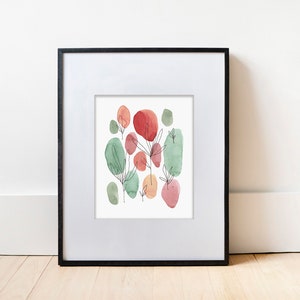 Mother's Day Gift Floral Watercolor Print Gift for Mom Minimalist Art Colorful Wall Art Watercolor Painting Physical Print Winter