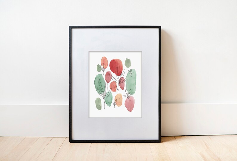 Mother's Day Gift Floral Watercolor Print Gift for Mom Minimalist Art Colorful Wall Art Watercolor Painting Physical Print Winter