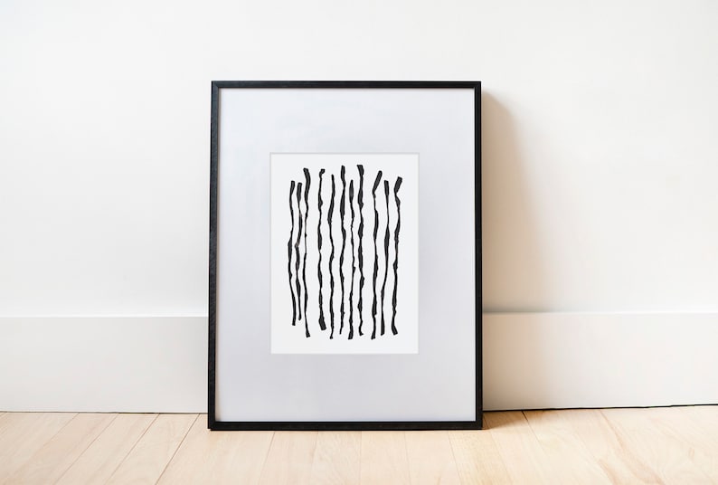 Abstract Line Art | Black and White Print | Minimalist Ink Painting ...