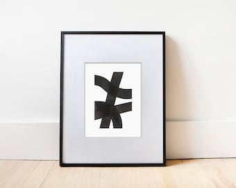 Abstract Lines No. 7 | Black and White Print | Minimalist Ink Painting | Modern Painting | Physical Print | Gallery Wall Art