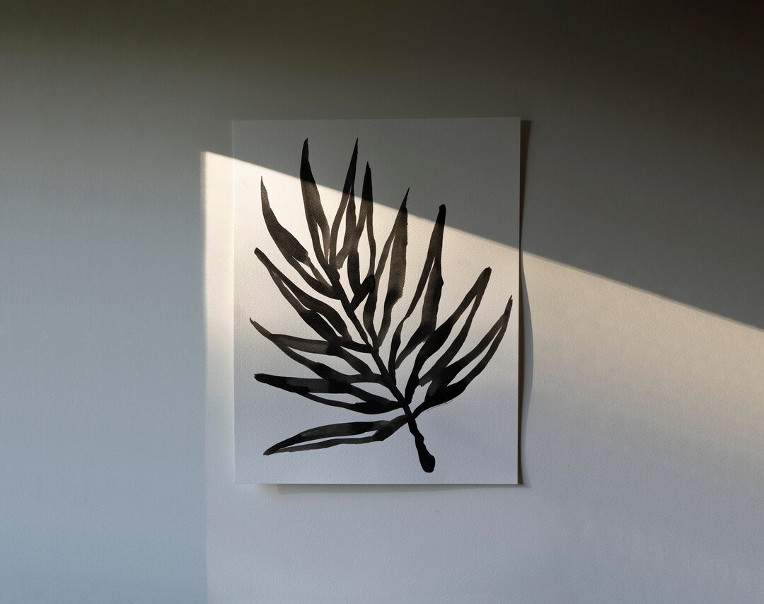 Palm Leaf Original Art | Abstract Print | Contemporary Minimalist Ink ...