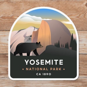 Yosemite National Park Sticker, Half Dome, U.S. National Park Sticker, California, Yosemite, Bear Sticker Outdoorsy Sticker, Backpacking