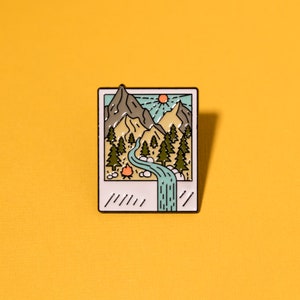 Outdoor Adventures Camping Hiking Nature Landscape Soft Enamel Pin, Hiking Pin