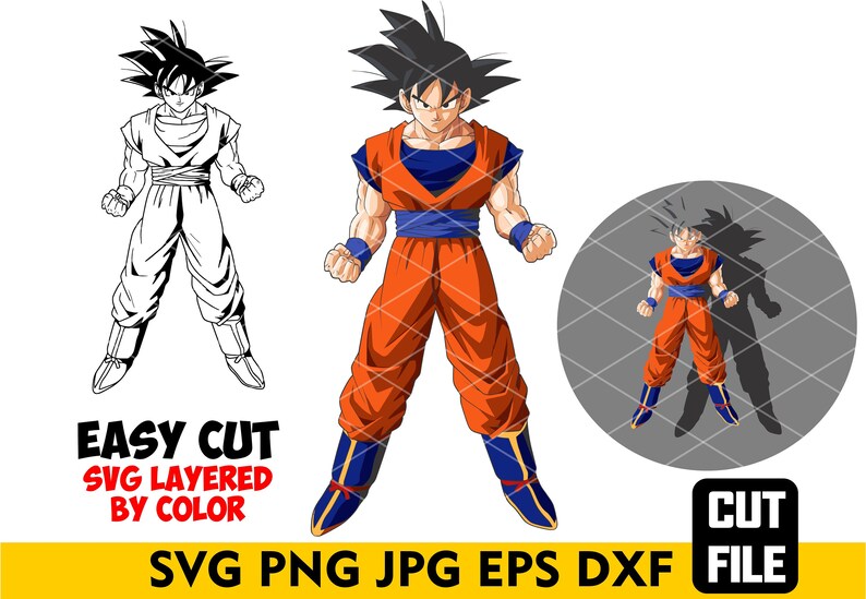 Download Goku Dragon Ball Inspired SVG Layered by Color Cut File ...