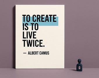 Cytat Alberta Camusa – Minimalistyczna literacka sztuka ścienna, plakat filozoficzny