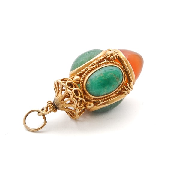 Etruscan Revival 18K Gold Amazonite and Carnelian… - image 5