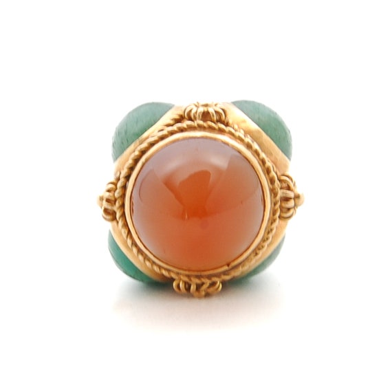 Etruscan Revival 18K Gold Amazonite and Carnelian… - image 3