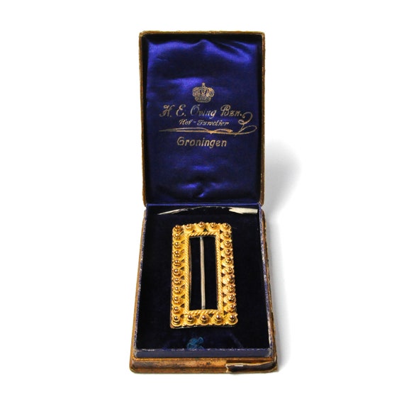 Antique Yellow Gold Rectangular Belt Buckle