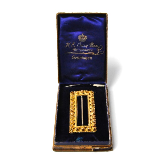 Antique Yellow Gold Rectangular Belt Buckle - image 2