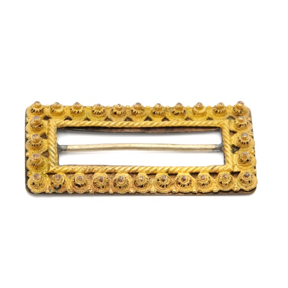 Antique Yellow Gold Rectangular Belt Buckle - image 3