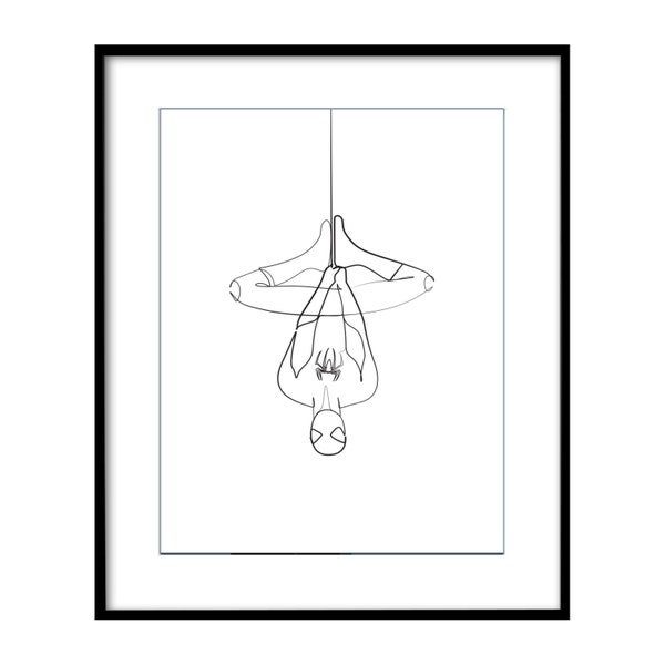 Spiderman Poster Superhero Movie Print, Minimal Line Art, Boys Wall Art