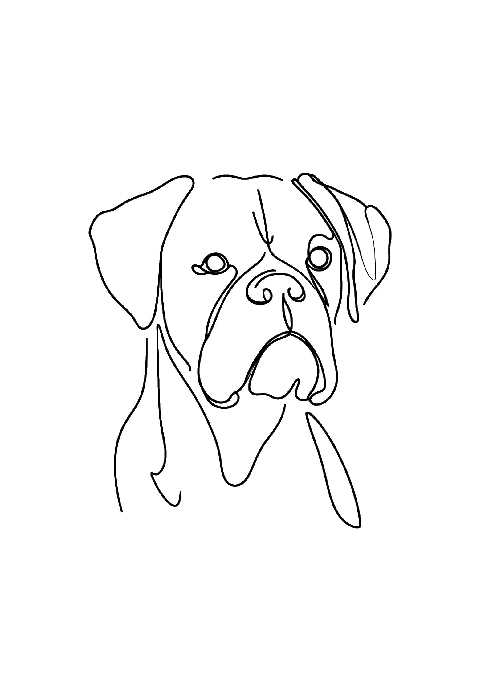 Boxer Dog Poster Minimal Continuous Line Art Wall Art Pets - Etsy