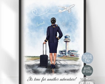 Personalized Flight Attendant Poster: Cabin Crew Gift (Digital File)