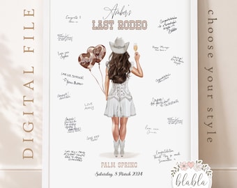 Last Rodeo Bachelorette Guestbook, Disco Cowgirl Party Sign, Bride Last Ride Decor, Western Hen Party Guest Book Digital Download