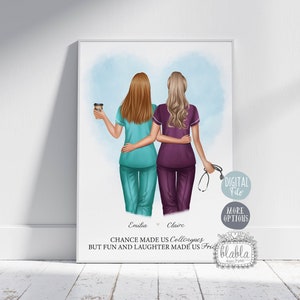 Regalo personalizado para amigos enfermeros, ideas para regalos de enfermeras, póster de mejores amigos del NHS, regalo para mejores amigos, regalo de cumpleaños, archivo digital de regalo personalizado