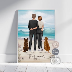 Personalisierte Familie mit Haustieren Druck, Personalisiertes Paar Geschenk, Geschenk für Freund, personalisiertes Weihnachtsgeschenk, Jahrestagsgeschenk, Digitale Datei