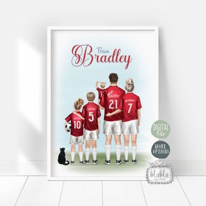 Equipo de fútbol personalizado, regalo para papá, regalo para el Día del Padre, impresión familiar de fútbol, papá y yo, familia de mascotas de fútbol, frases de fútbol, archivo digital