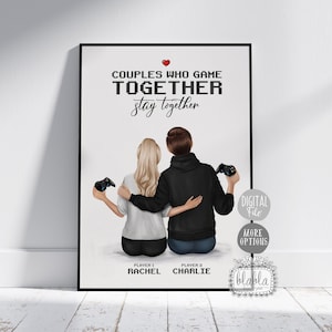 Gamer Paar Geschenk, Geschenk für Freund, Paar personalisierter Druck, Valentinstag Geschenk, Freund personalisiertes Geschenk